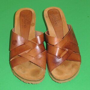 Yokono Leather Cork Sandals Brown Size 6.5